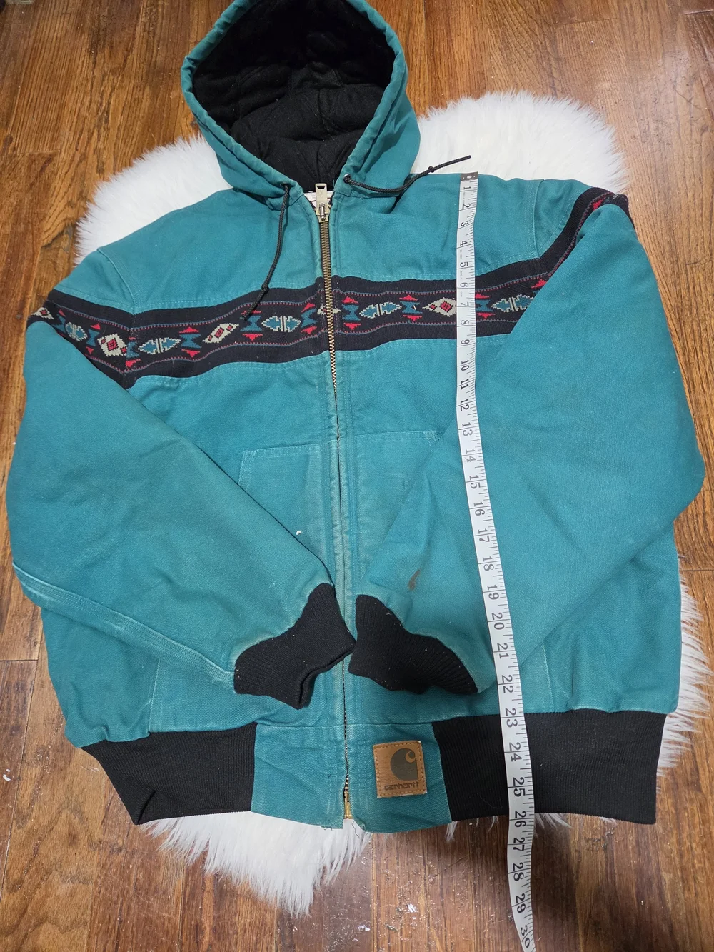 Carhartt  Men,s Aztec Work Jacket Agua Vintage 90 Full Zip Quilted
